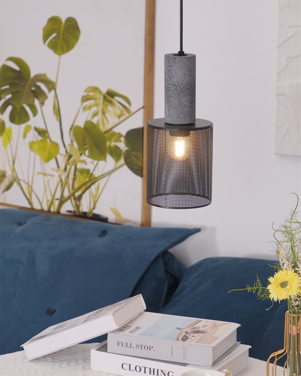 Lámpara colgante de diseño cilíndrico industrial minimalista