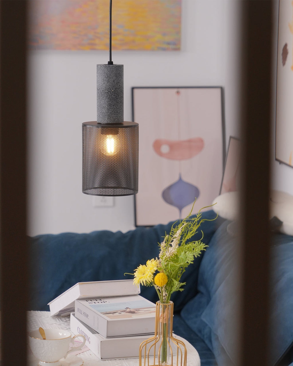 Lámpara colgante de diseño cilíndrico industrial minimalista