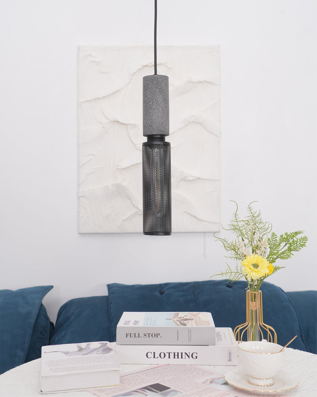Lámpara colgante de diseño cilíndrico industrial minimalista
