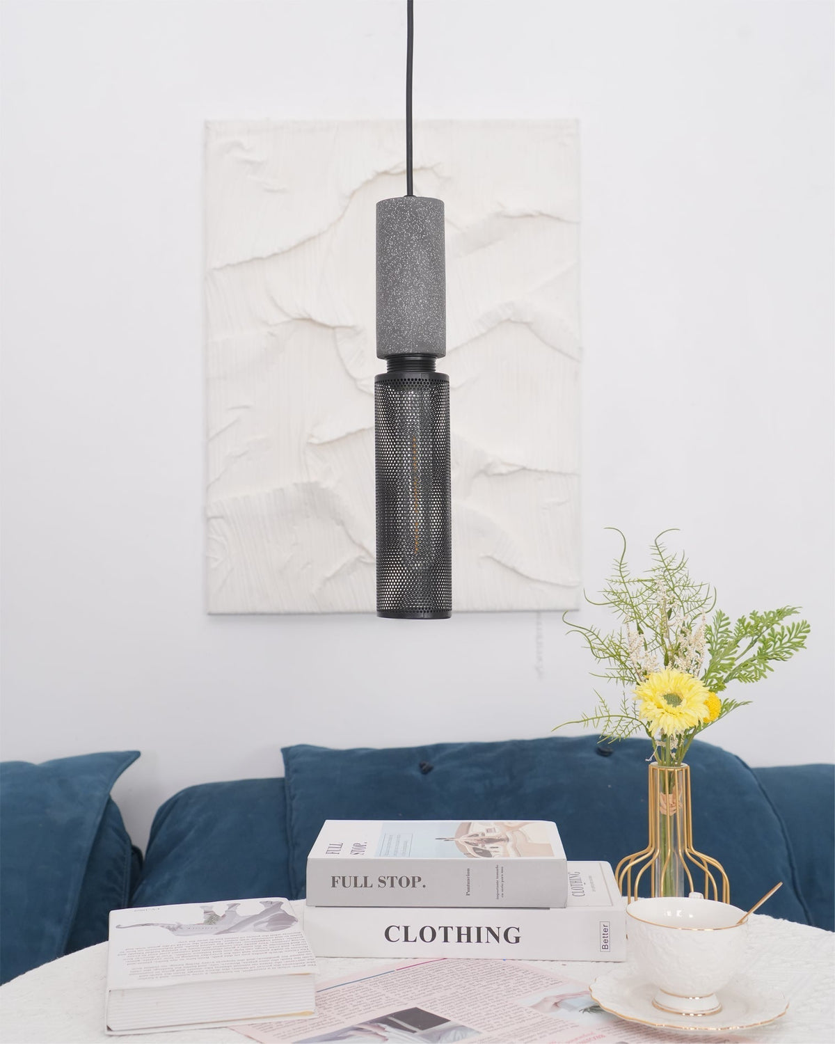Lámpara colgante de diseño cilíndrico industrial minimalista