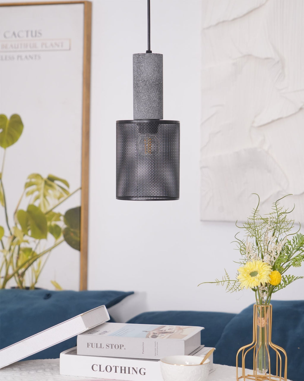 Lámpara colgante de diseño cilíndrico industrial minimalista