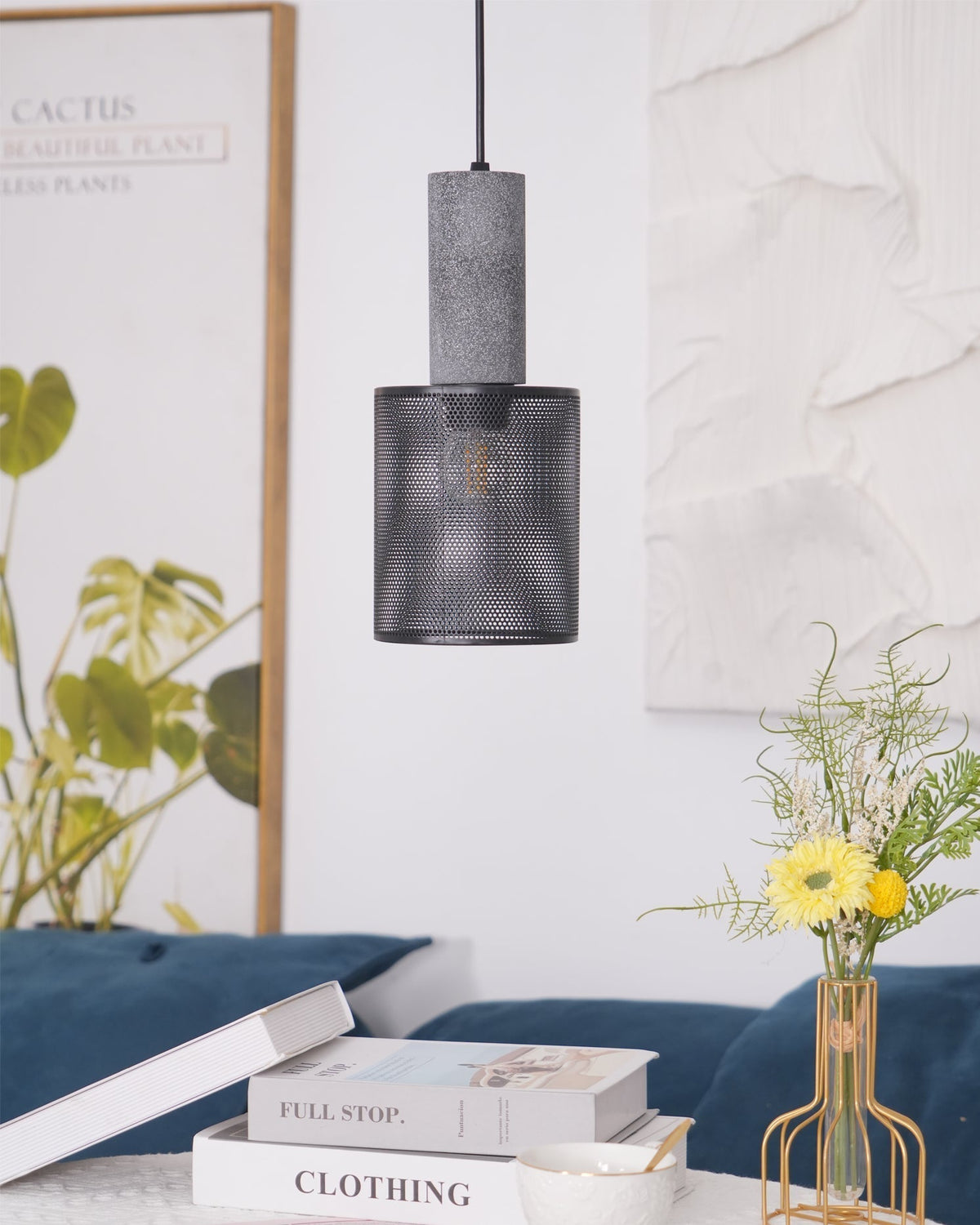Lámpara colgante de diseño cilíndrico industrial minimalista