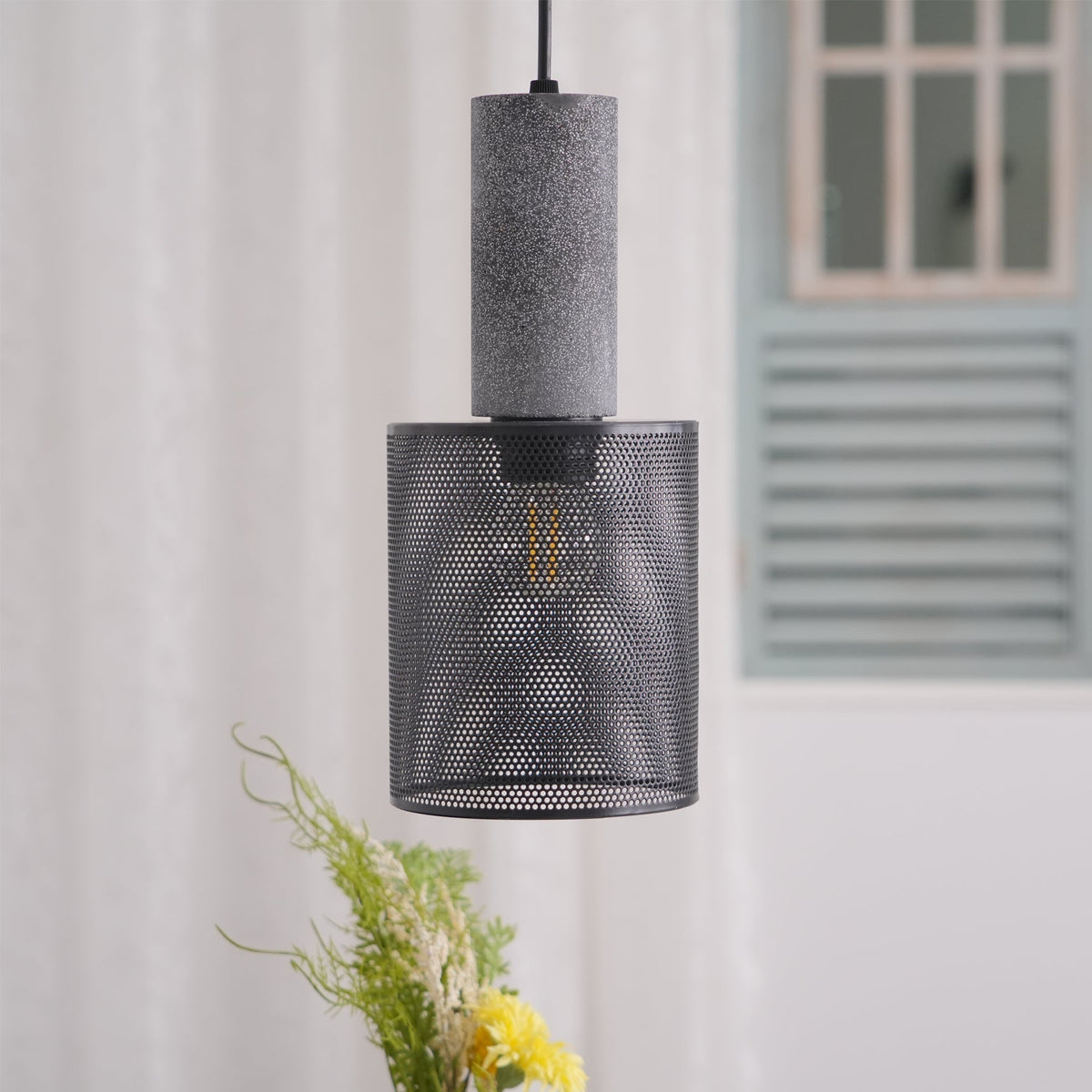 Lámpara colgante de diseño cilíndrico industrial minimalista