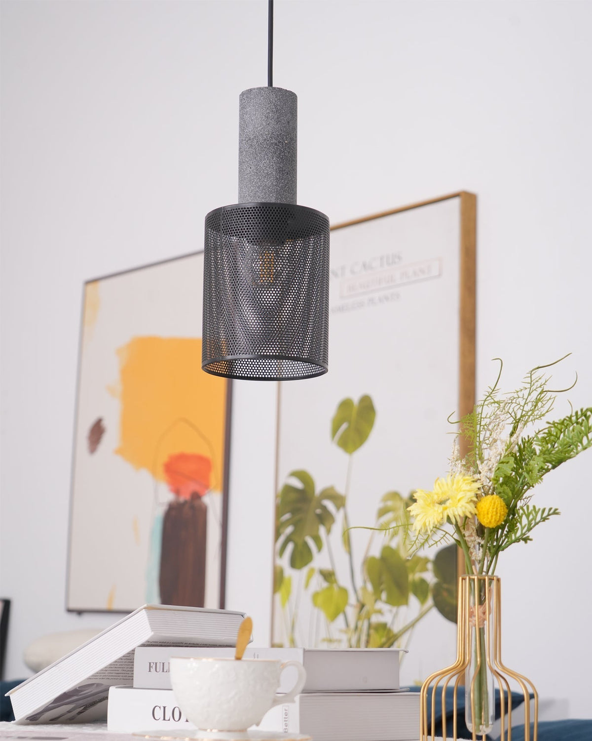 Lámpara colgante de diseño cilíndrico industrial minimalista