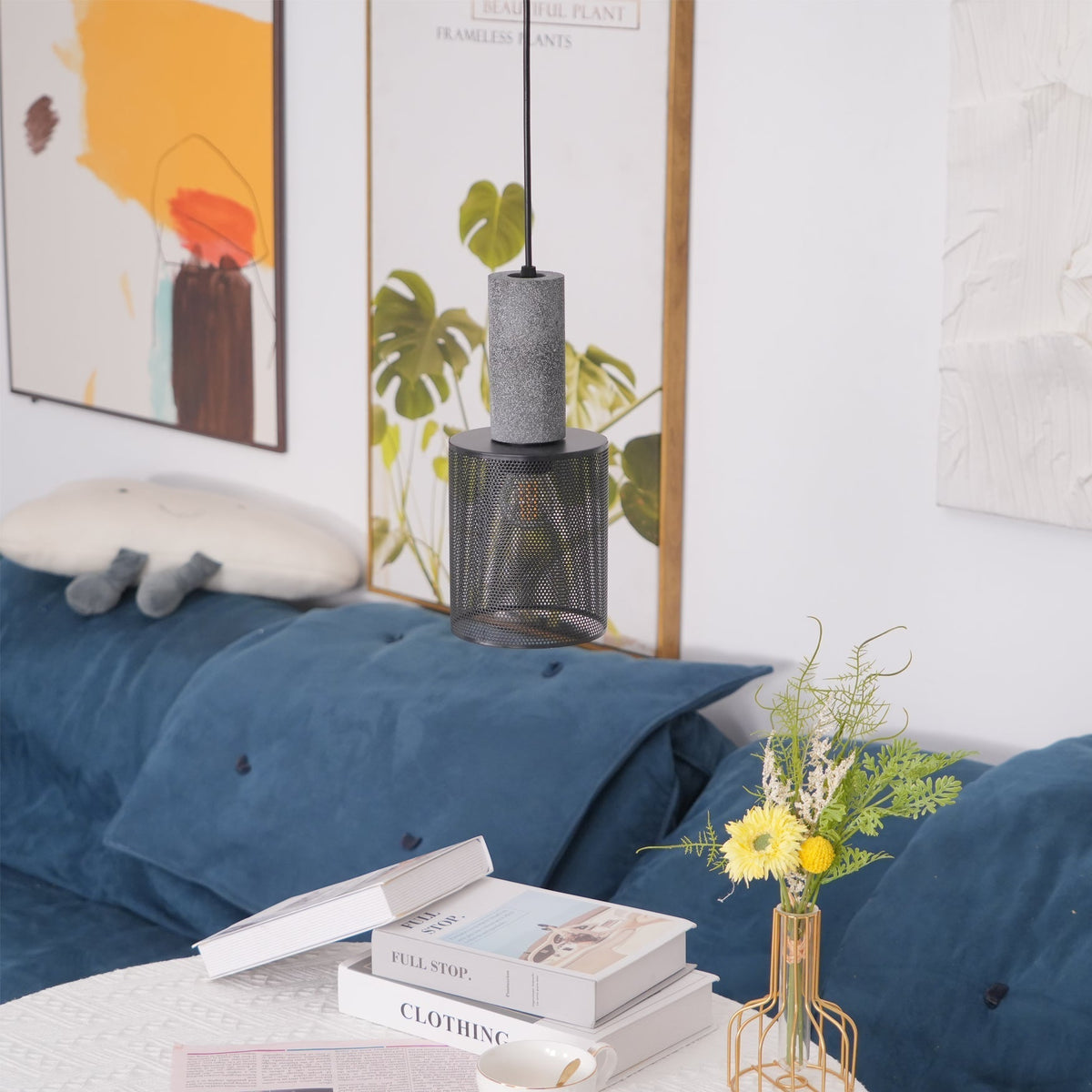 Lámpara colgante de diseño cilíndrico industrial minimalista