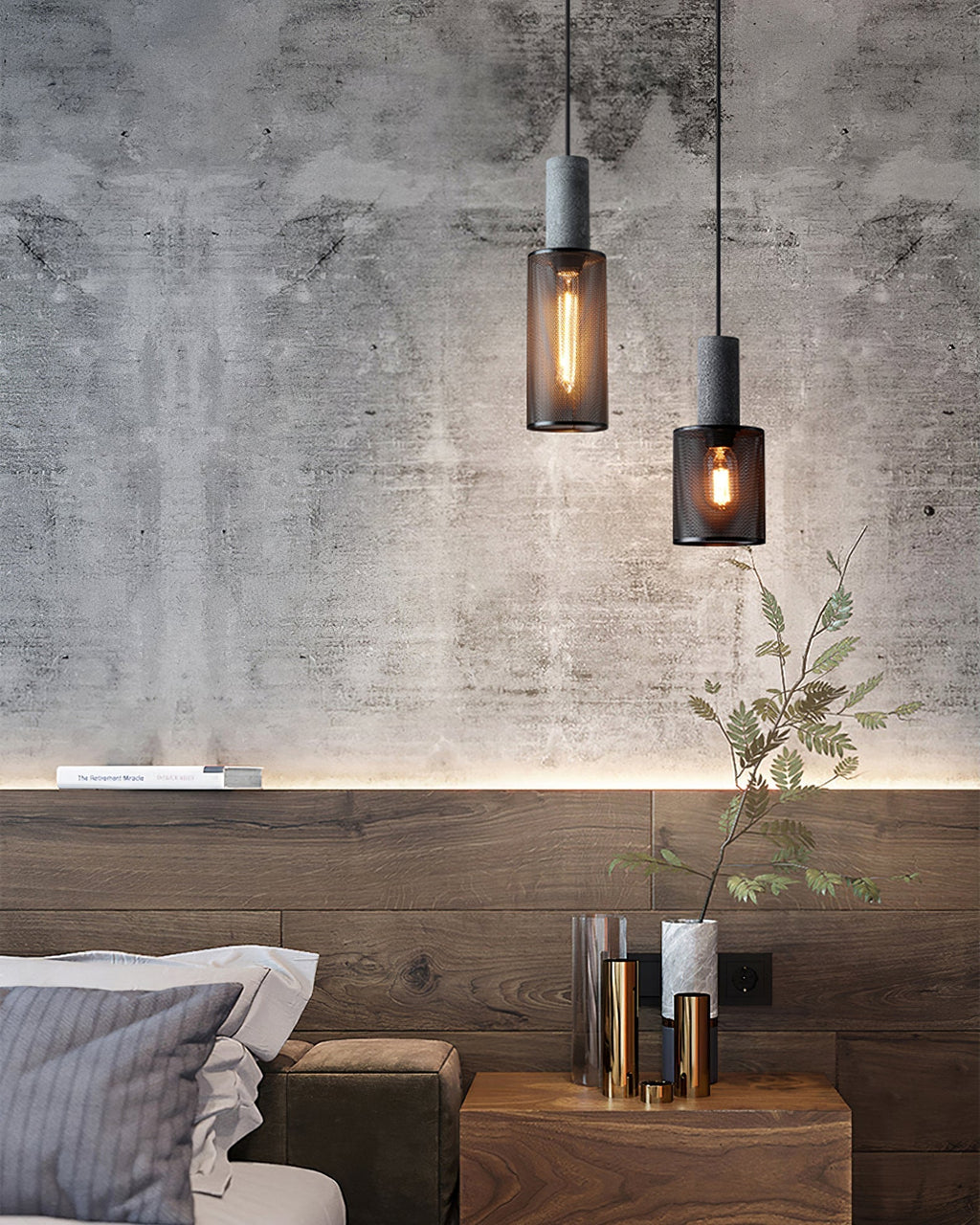 Lámpara colgante de diseño cilíndrico industrial minimalista