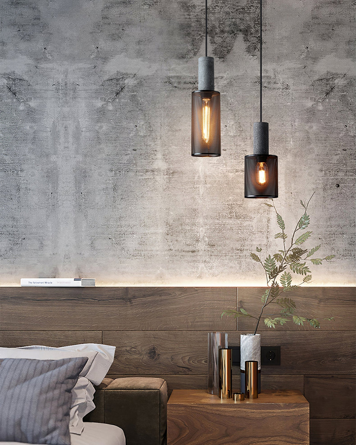 Lámpara colgante de diseño cilíndrico industrial minimalista