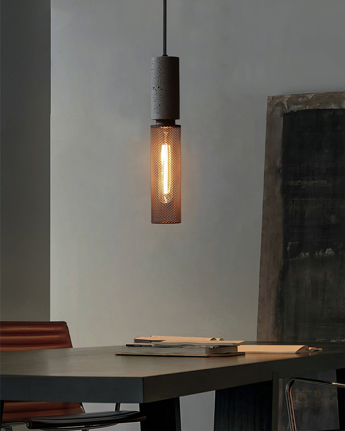Lámpara colgante de diseño cilíndrico industrial minimalista