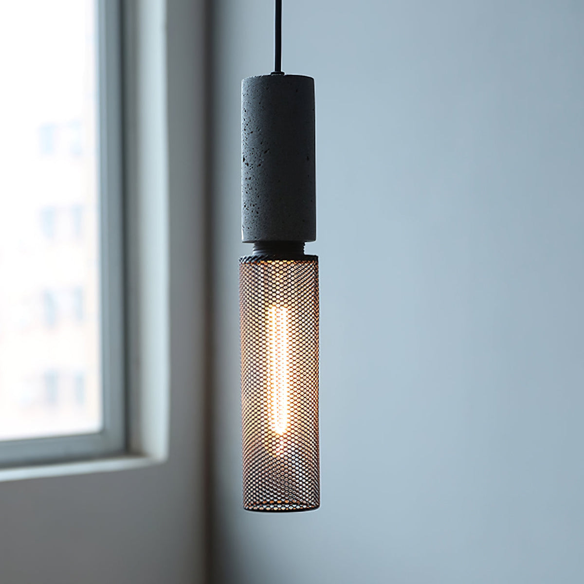 Lámpara colgante de diseño cilíndrico industrial minimalista
