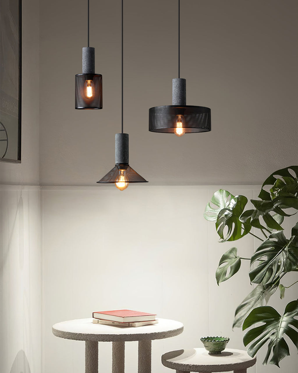 Lámpara colgante de diseño cilíndrico industrial minimalista