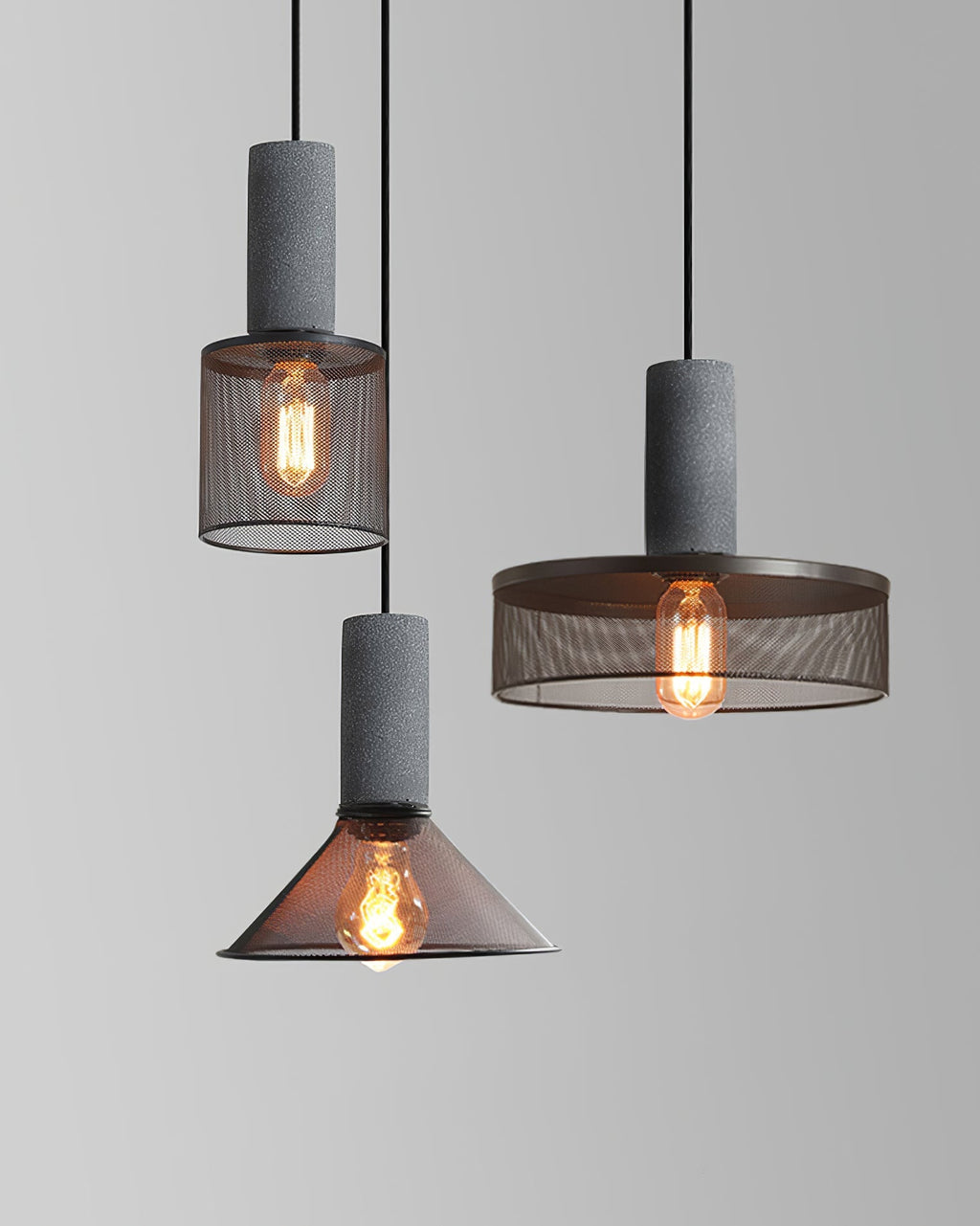 Lámpara colgante de diseño cilíndrico industrial minimalista