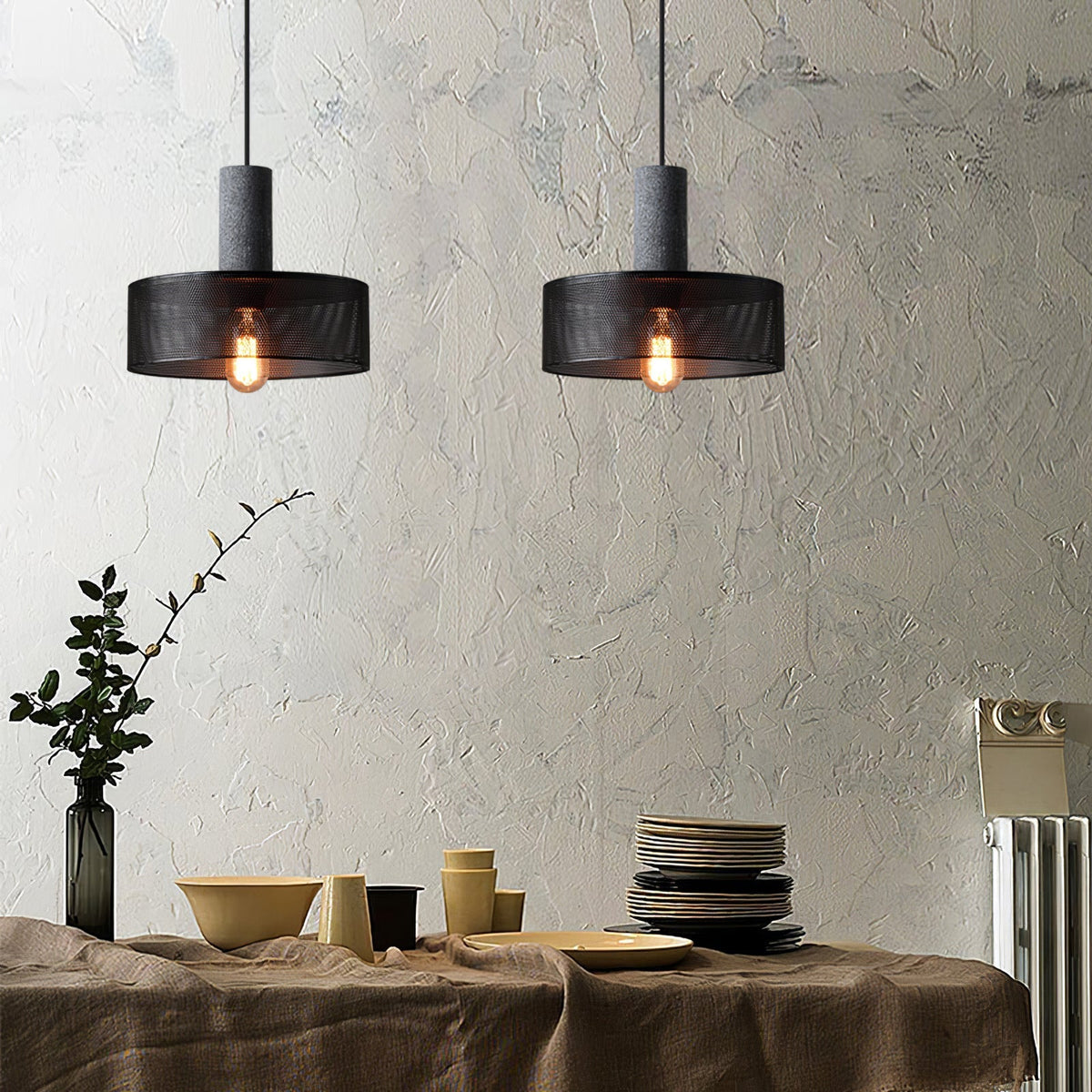Lámpara colgante de diseño cilíndrico industrial minimalista