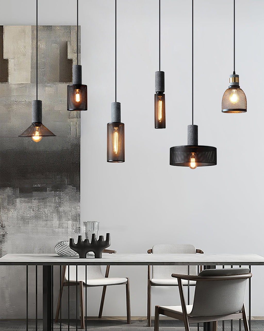 Lámpara colgante de diseño cilíndrico industrial minimalista