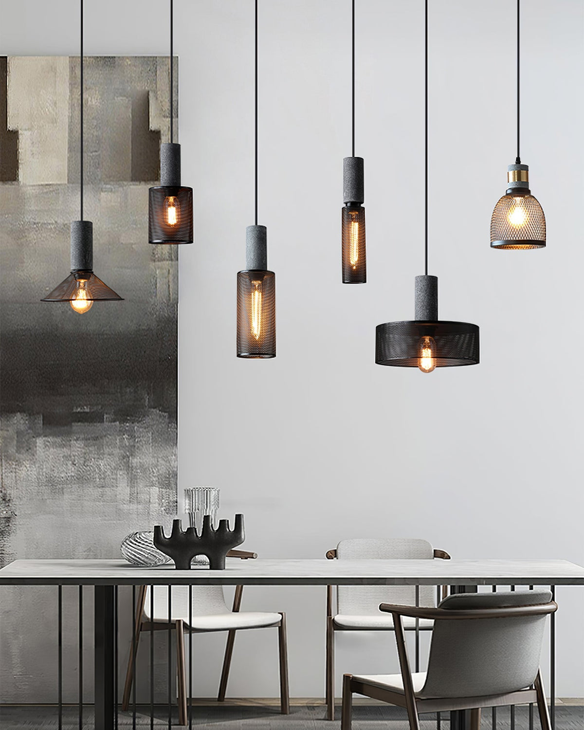 Lámpara colgante de diseño cilíndrico industrial minimalista