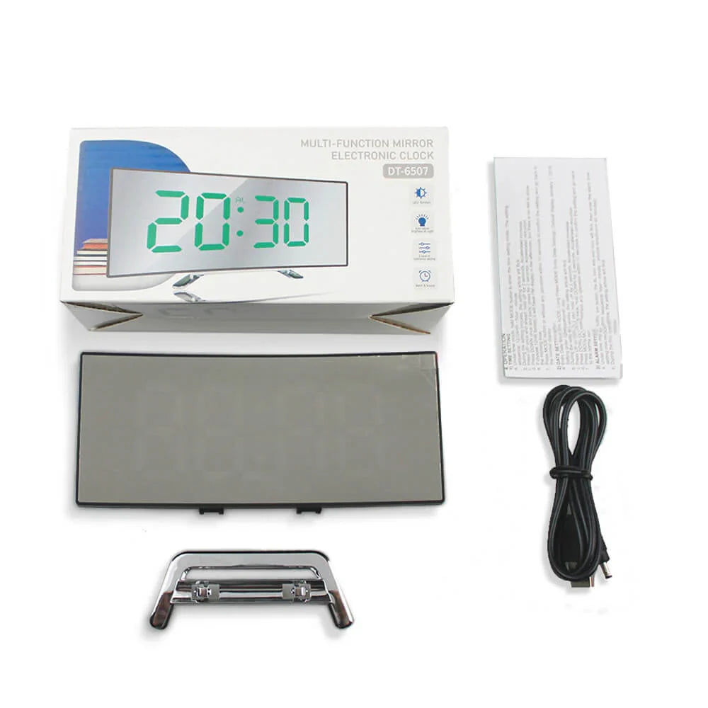 Curved LED Digital Alarm Clock With Mirror Display - product detail 5