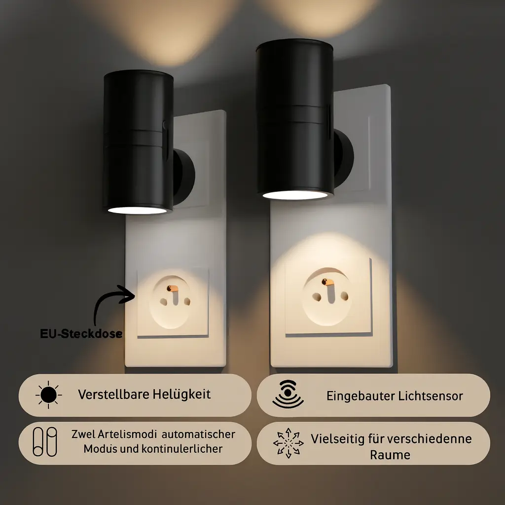 LED Plug-In Night Light – Dusk Sensor, Warm Glow & Energy-Efficient