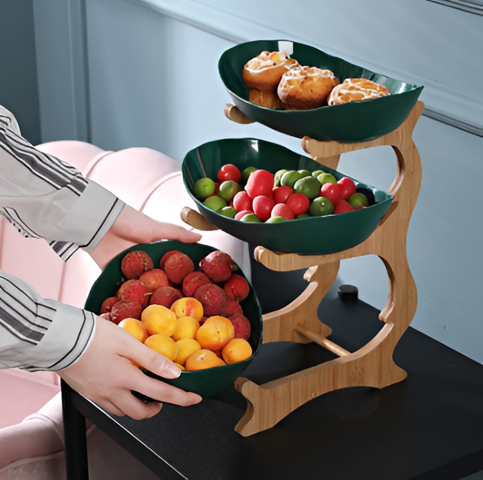 Multi-tiered wooden fruit bowl - product detail 2