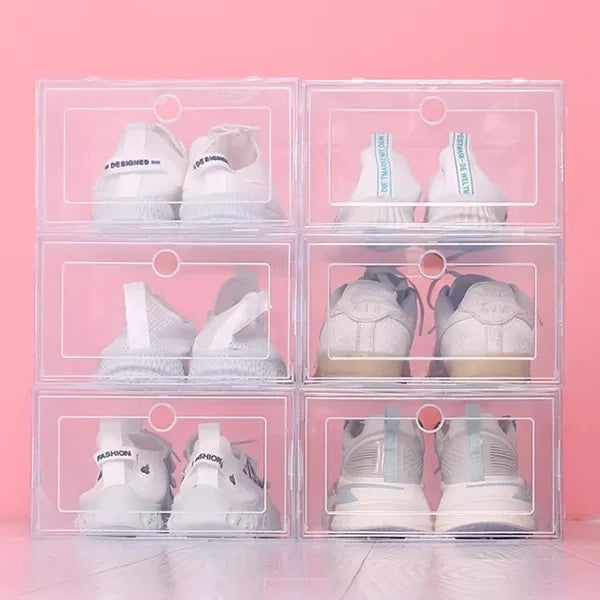 6pcs Clear Shoe Box Stackable Plastic Organizer - product image 1