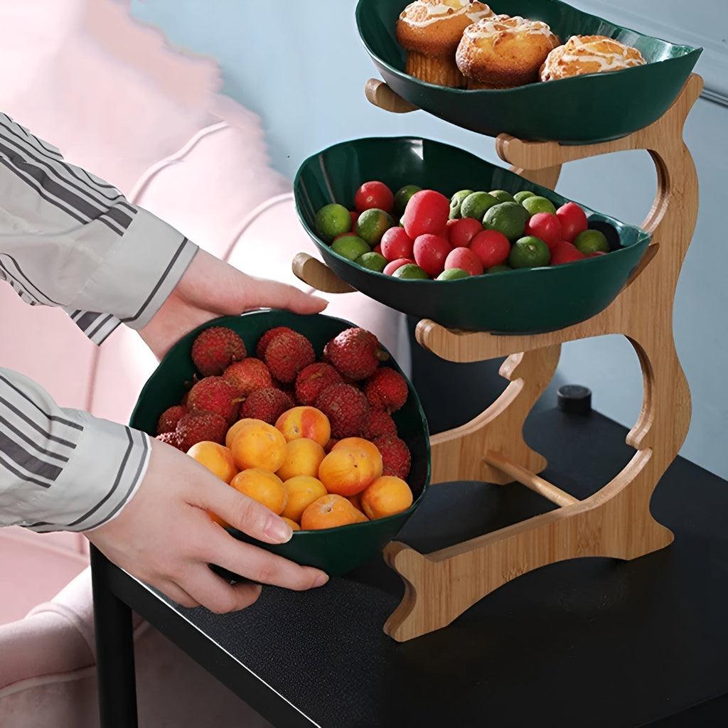 Multi-tiered wooden fruit bowl - product detail 3