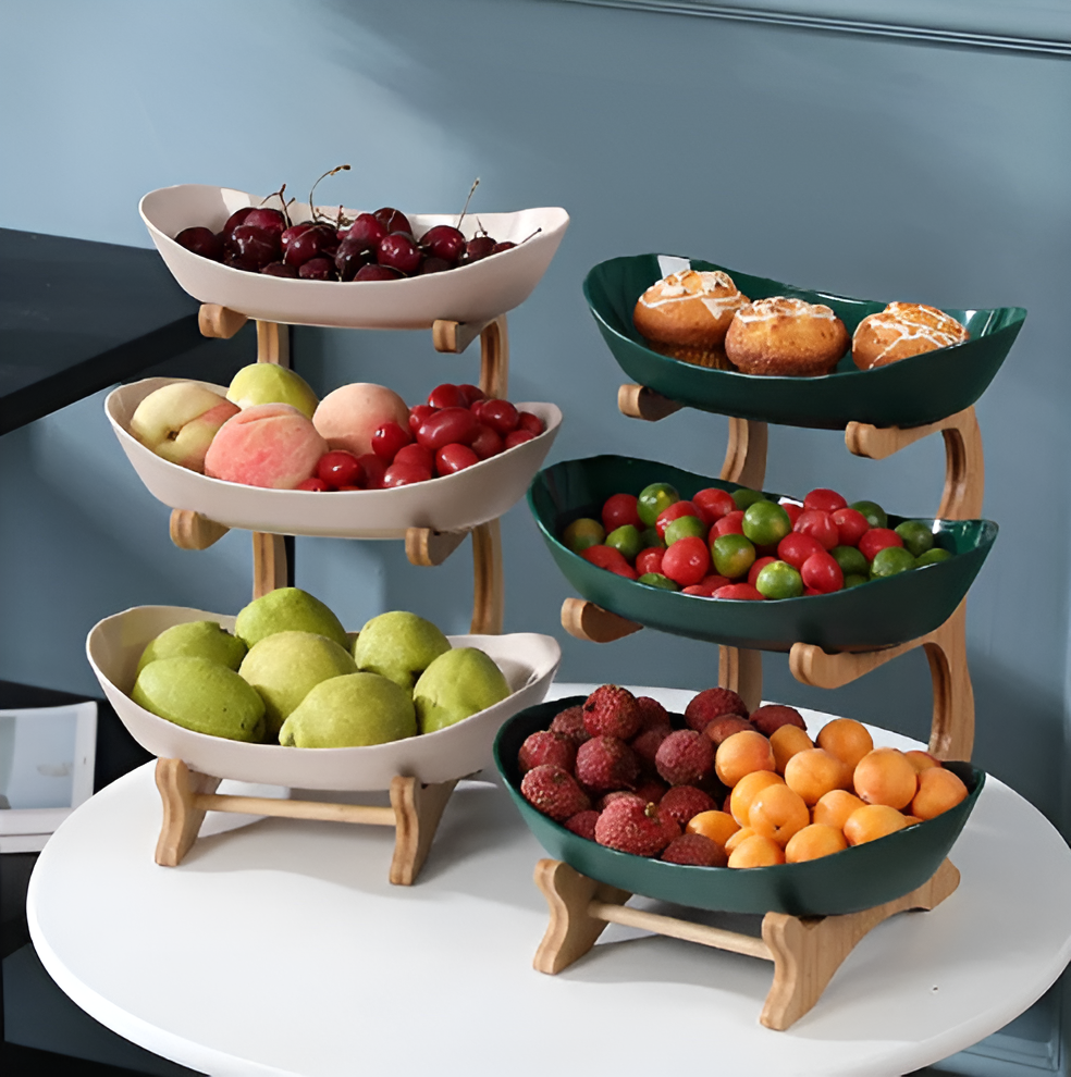 NOMOVA Multi-tiered wooden fruit bowl