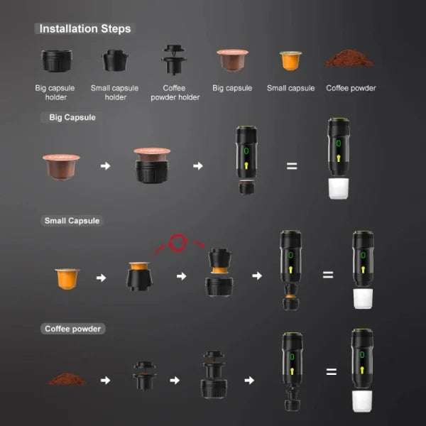 Wireless Espresso Coffee Machine Portable 3 in 1 Coffee Maker with Capsule and Powder - product image 6