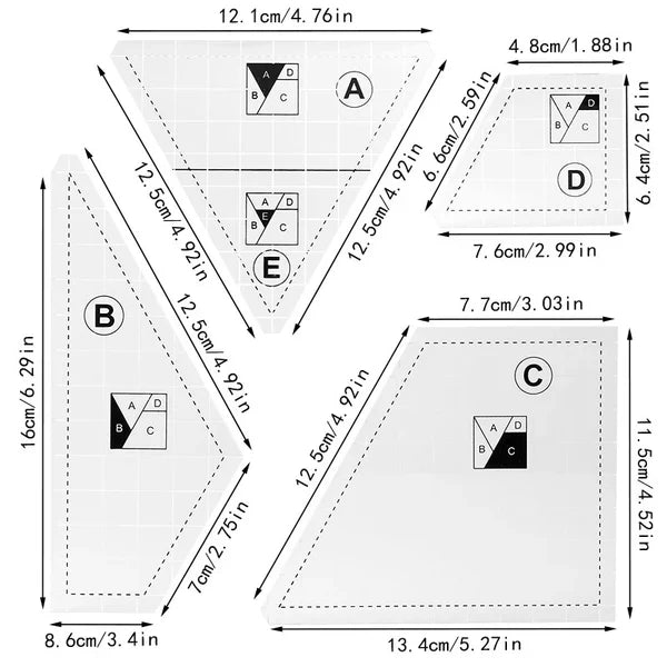 Creative Quilting Cutting Template (4 pcs set) - product image 2