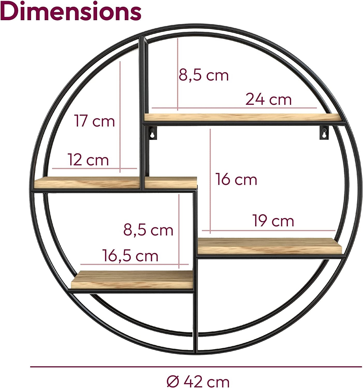 Industrial round wall shelf - product detail 3