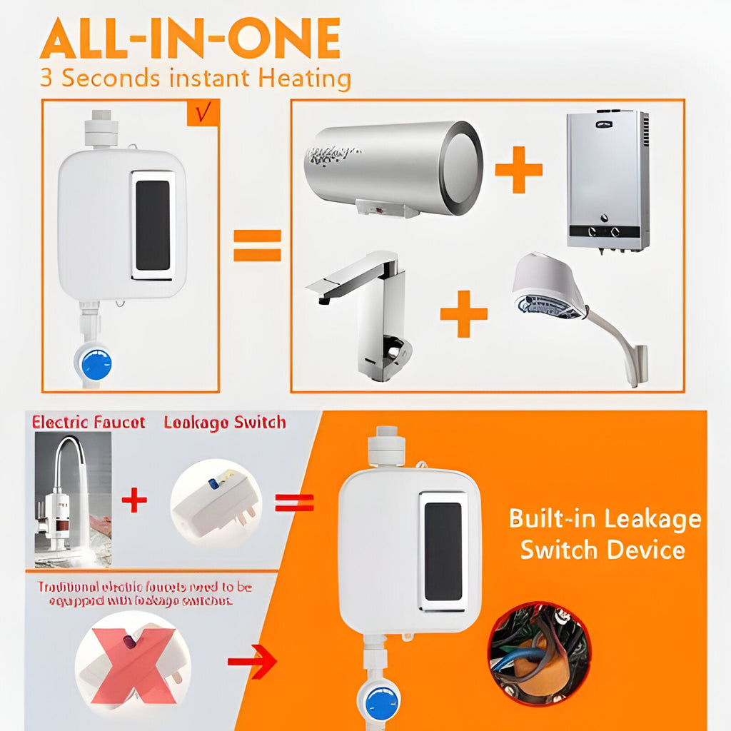 Portable Water Heater | Tankless Hot Water Heater Electric 3500W | Temperature Control Knob - product image 3