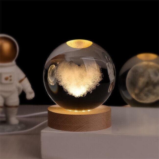 Lámpara nocturna de esfera de cristal LED con exhibición cósmica 3D de planetas