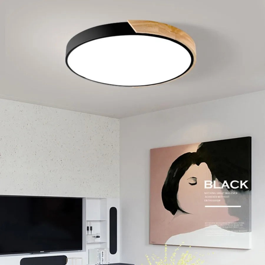 Luz de techo redonda delgada moderna y minimalista con brillo para espacios del hogar