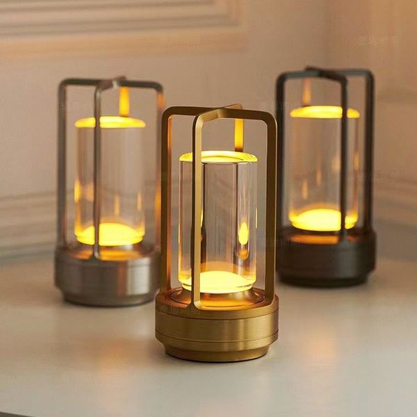 Lámpara de mesa estilo vintage recargable con control táctil y luz LED