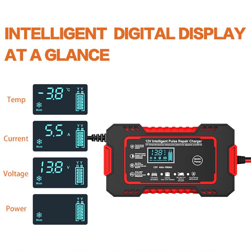 Car Battery Charger 12v 6a Pulse Repair LCD Display - product detail 6