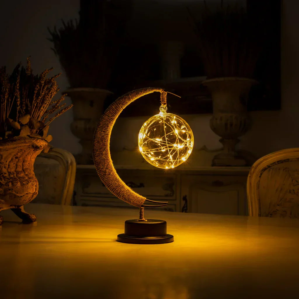 Lámpara de mesa decorativa con iluminación ambiental de brillo lunar