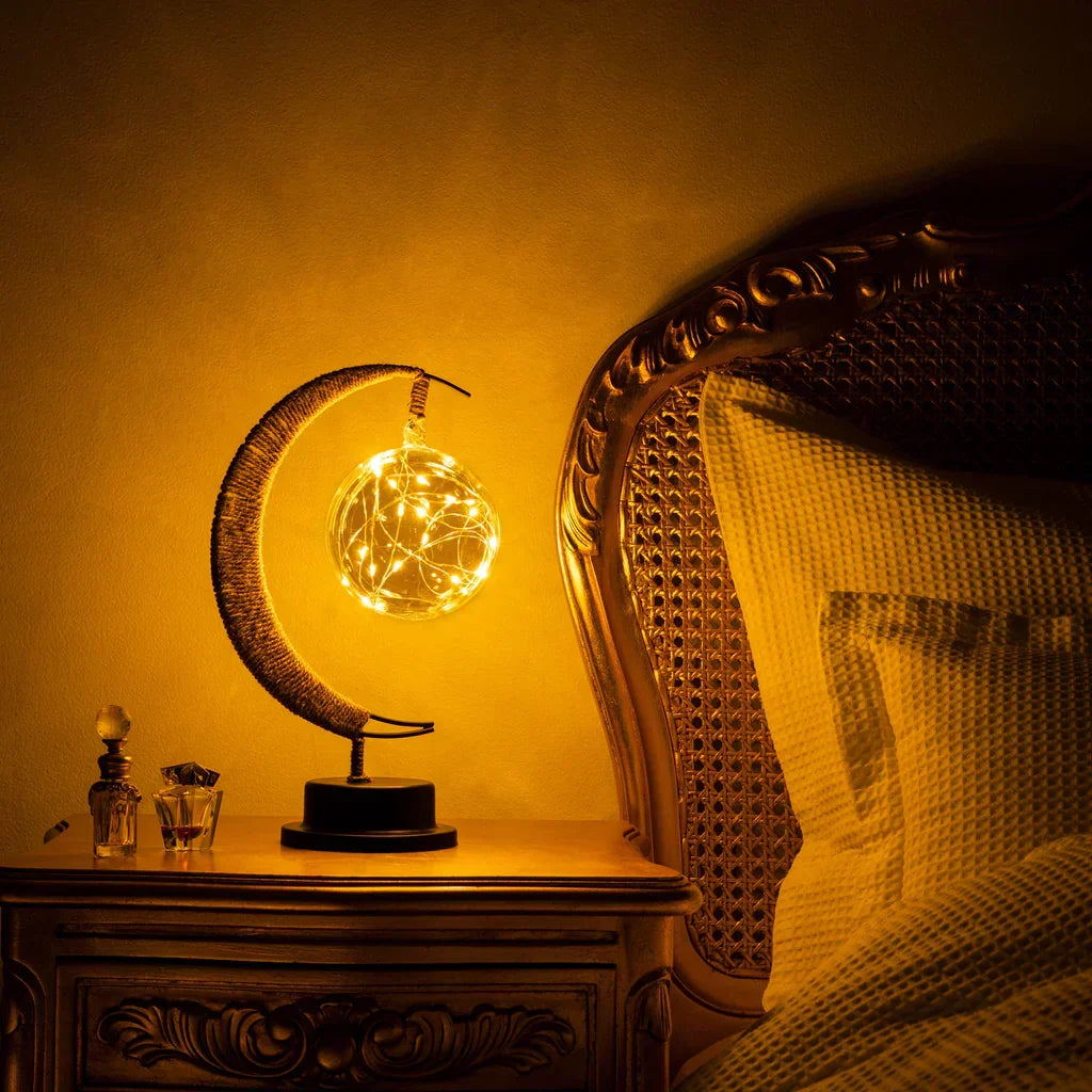 Lámpara de mesa decorativa con iluminación ambiental de brillo lunar