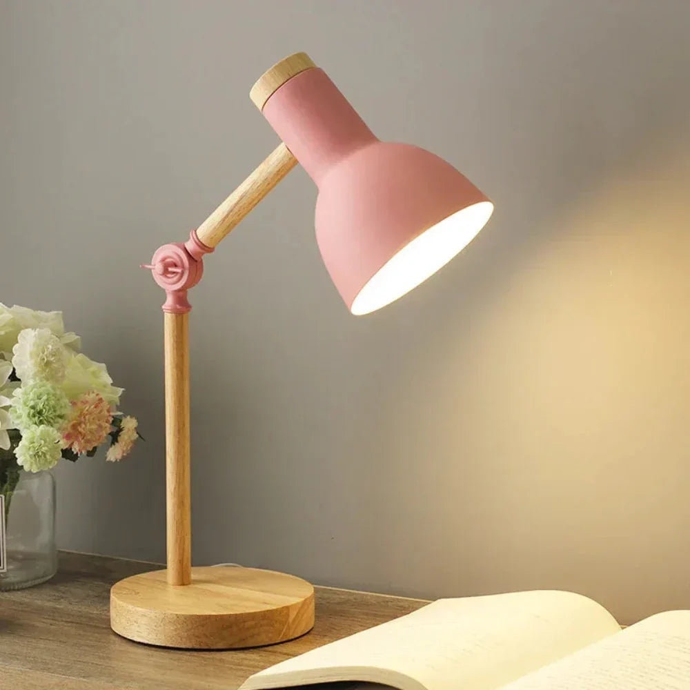 Lámpara de escritorio moderna nórdica con brazo oscilante ajustable, luz de lectura compacta
