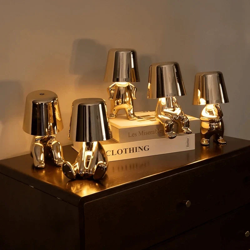 Lámpara de mesa portátil con control táctil y luz ambiental regulable