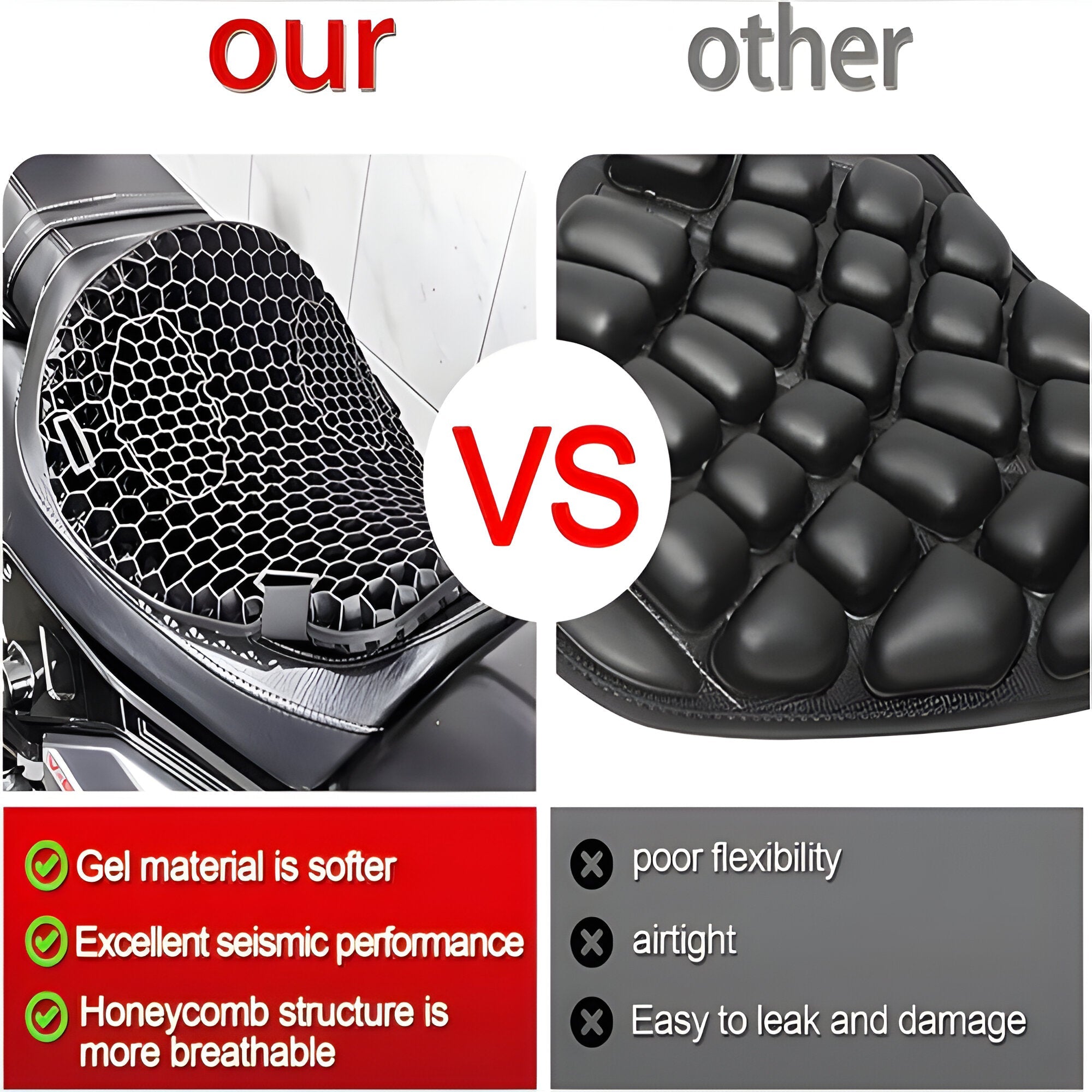 Motorcycle Gel Seat Pad for Long Distance Rides - product image 5
