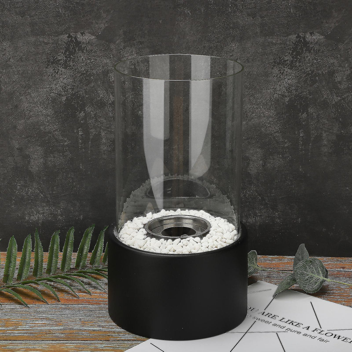 Lámpara de aceite Llama Eterna Elegante cilindro de vidrio con brillo clásico