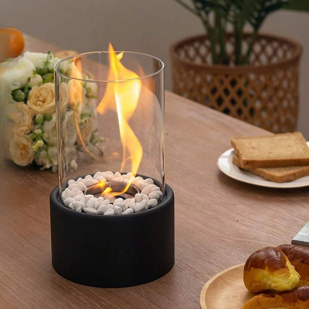 Lámpara de aceite Llama Eterna Elegante cilindro de vidrio con brillo clásico