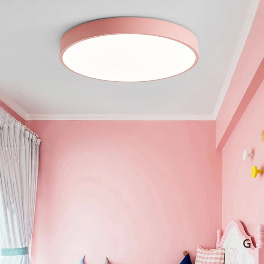 Luz de techo redonda delgada moderna y minimalista con brillo para espacios del hogar
