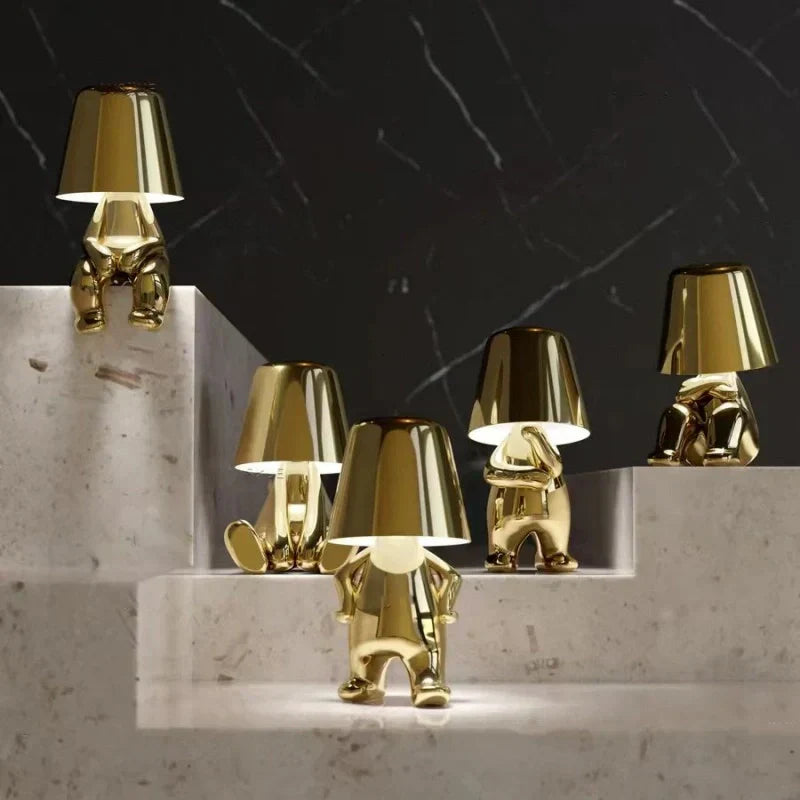 Lámpara de mesa portátil con control táctil y luz ambiental regulable