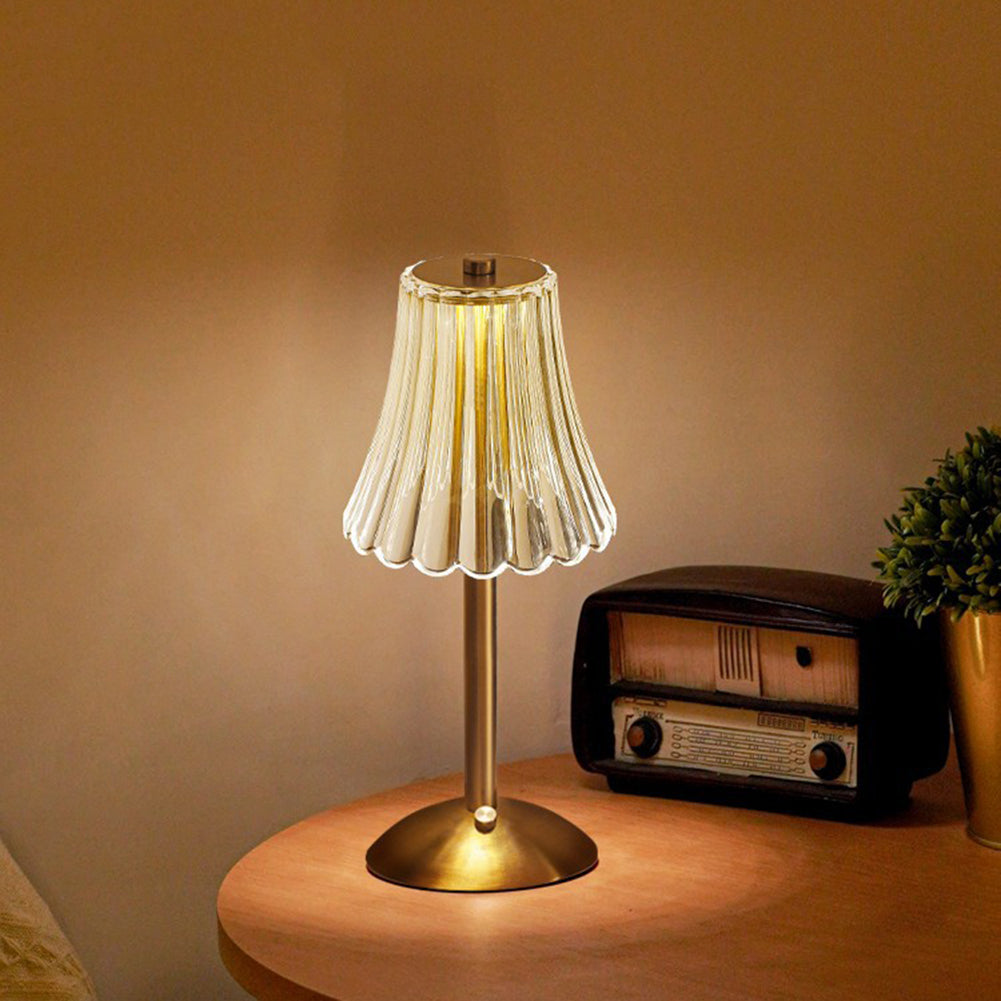 Lámpara de mesa de cristal decorativa con luz dorada para interiores modernos