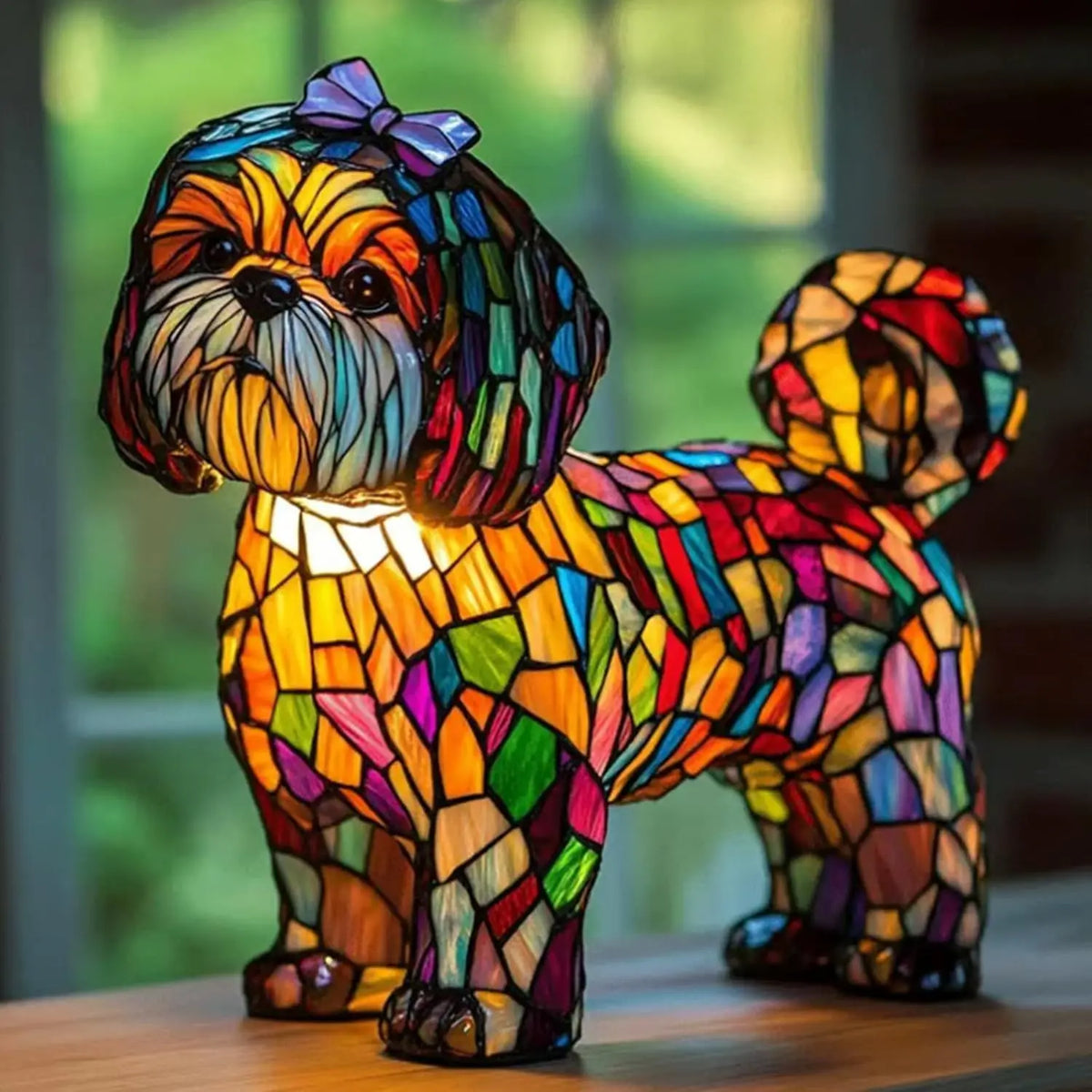 Lámpara de mesa decorativa para perros con luz ambiental colorida y fantasiosa