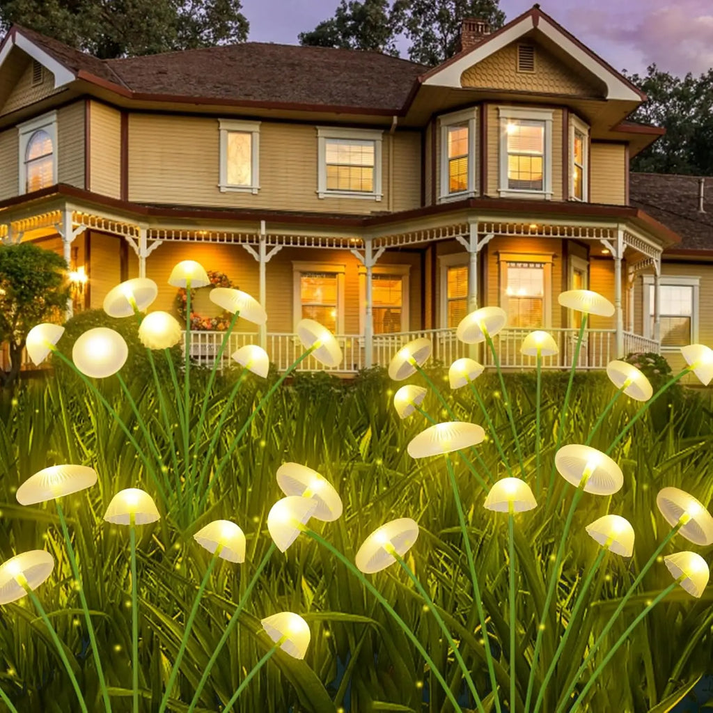 Solar Mushroom Garden Light Set of 2 – 6 Swaying Heads & Decorative