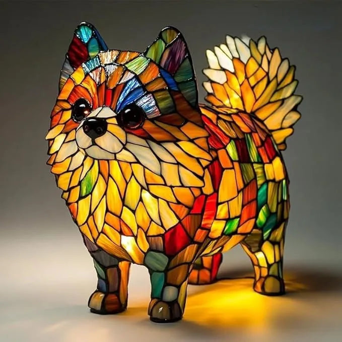 Lámpara de mesa decorativa para perros con luz ambiental colorida y fantasiosa