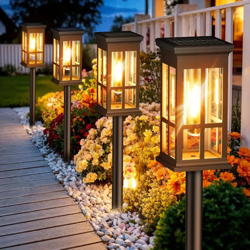 Solar Pathway Lantern Set of 2 – Filament Look & Auto On/Off