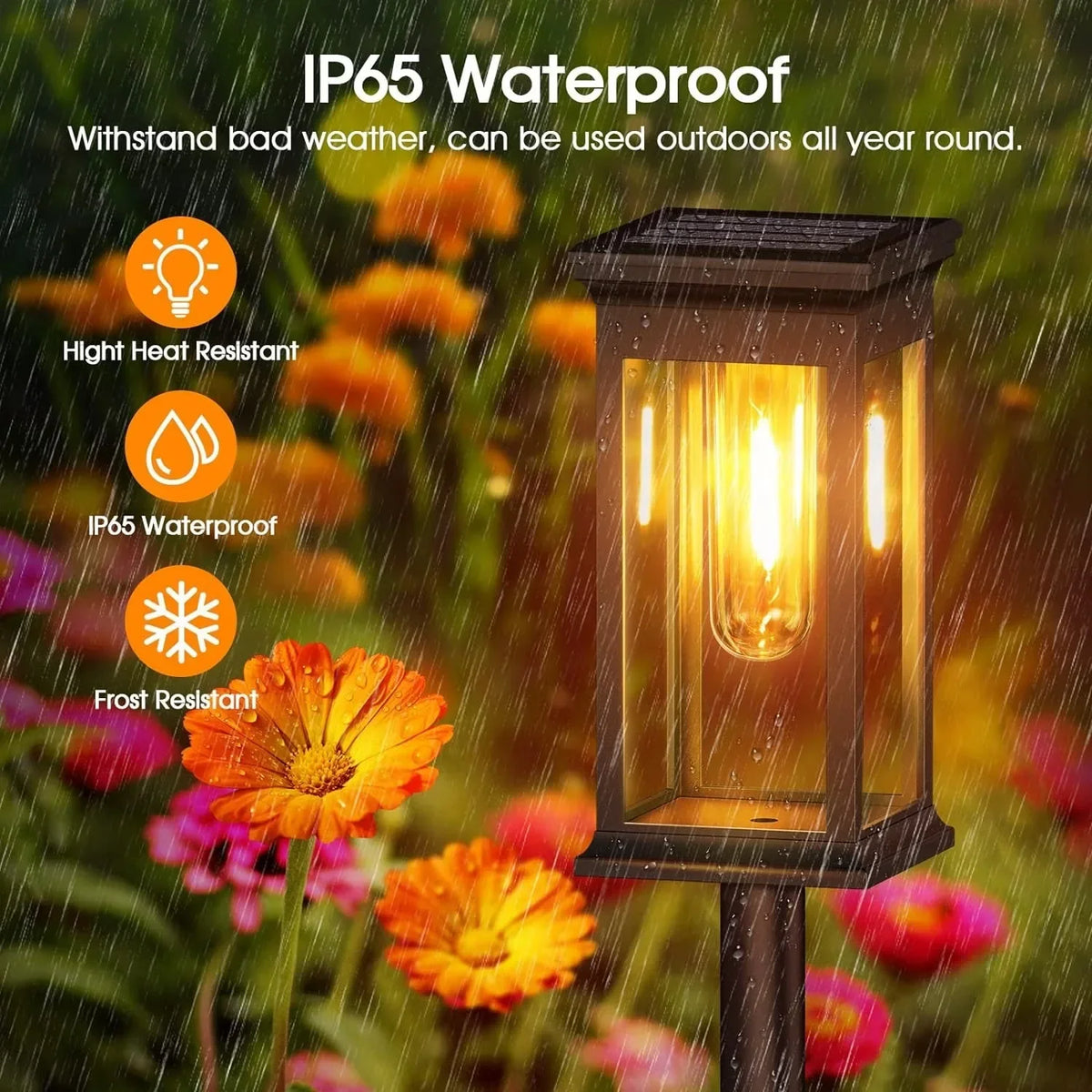 Solar Pathway Lantern Set of 2 – Filament Look & Auto On/Off