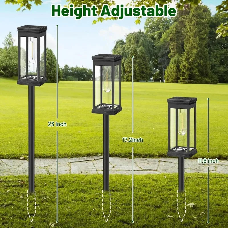 Solar Pathway Lantern Set of 2 – Filament Look & Auto On/Off