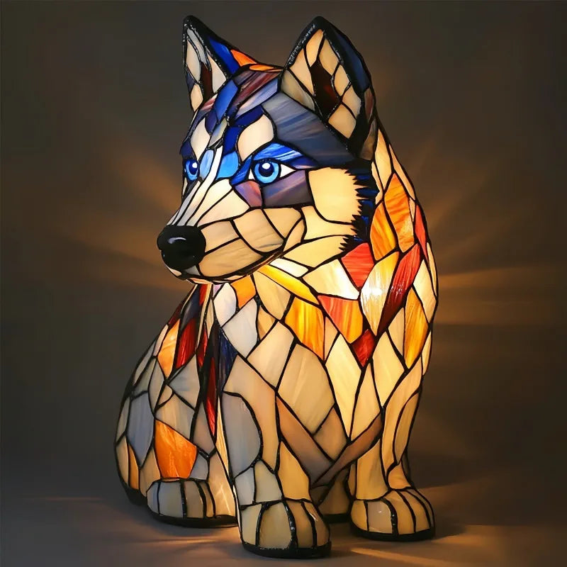 Lámpara de mesa decorativa para perros con luz ambiental colorida y fantasiosa