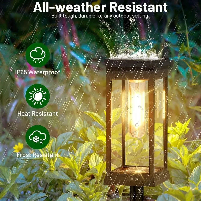 Solar Pathway Lantern Set of 2 – Filament Look & Auto On/Off